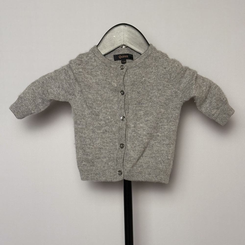 Quince Baby Cashmere Sweater Heather Gray Size 3-6 Months Knit Button Up
